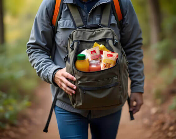 Delicouki snacks while hiking